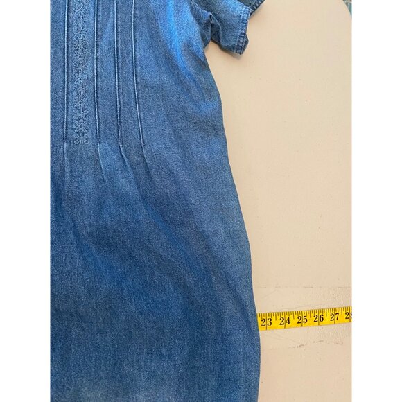 Robbie Bee Denim Button-Down Dress Short Sleeve 100% Cotton Blue Size 14 - Picture 10 of 12